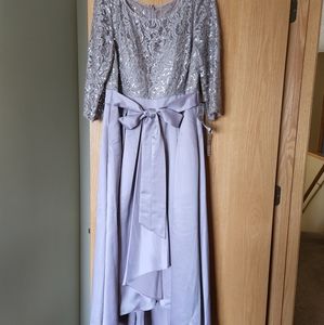 Alex Evenings Mother of Bride High/Low sequin top dress size 12 Buff color